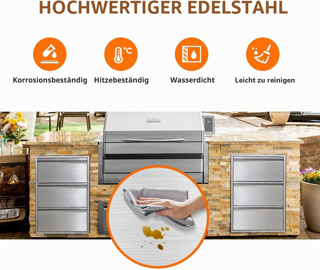 Outdoor Küchenschrank, Ausziehbarer Mülleimer mit ausziehbarer Ablage, Outdoor-Küchenschubladen Schu