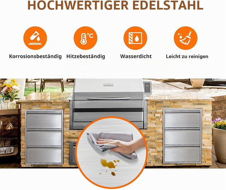 Outdoor Küchenschrank, Ausziehbarer Mülleimer mit ausziehbarer Ablage, Outdoor-Küchenschubladen Schu