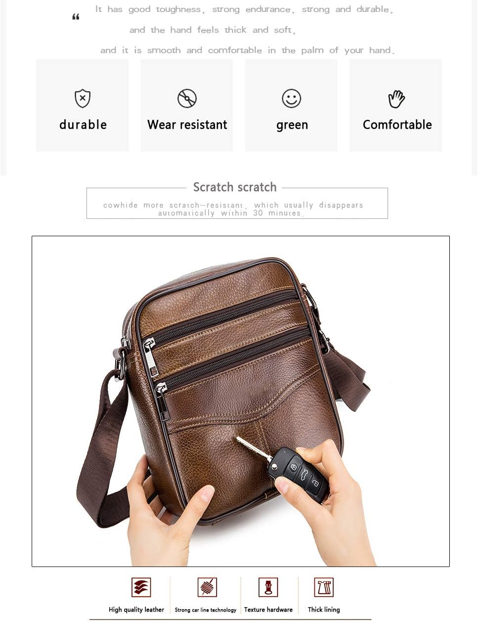 Herren Schultertaschen Freizeit Fashion Echtleder Crossbody Tasche Schwarz3, Schwarz3