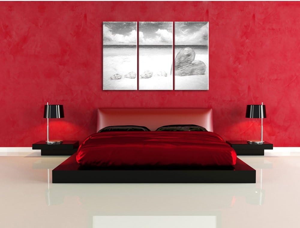 Pixxprint Sandstrand mit Muscheln als Leinwandbild/Grösse: 3 Teilig (120x80) cm/Wandbild/Kunstdruck/