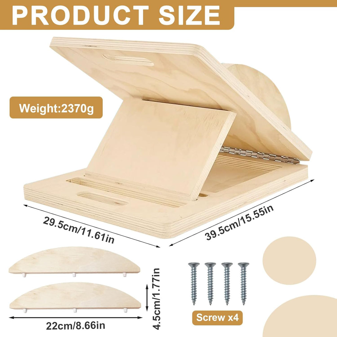 Schrägbrett, 2-in-1 Wadendehner aus Holz, Slant Board, Balance Board mit 5 Einstellbarem Winkeln für