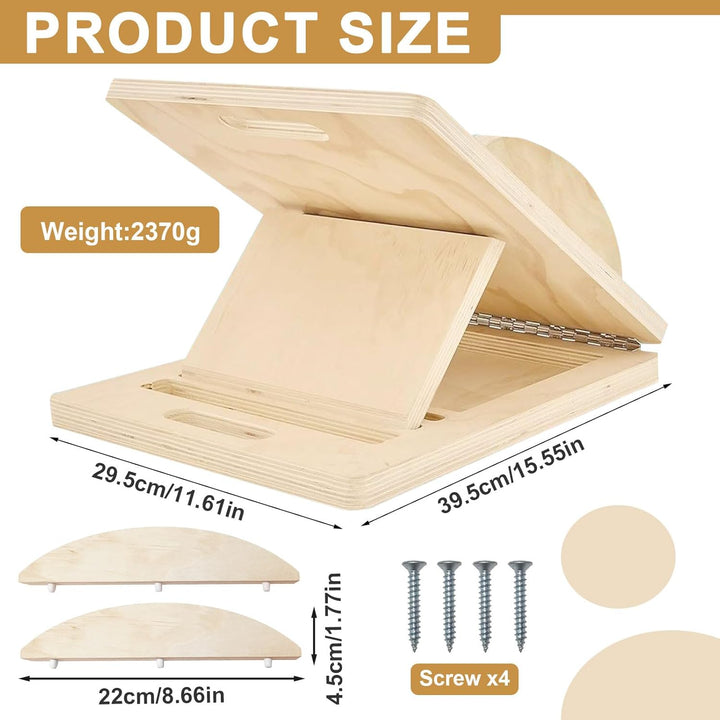 Schrägbrett, 2-in-1 Wadendehner aus Holz, Slant Board, Balance Board mit 5 Einstellbarem Winkeln für