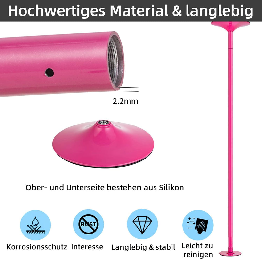 PRIOR FITNESS Pole Dance Tanzstange 45mm von 2,35 bis 2,74 m Höhenverstellbar,2 Modi: drehend/statis