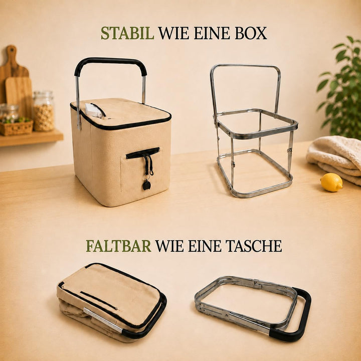 43L Einkaufskorb faltbar mit Deckel, gross & stabil, auch als Muttikorb nutzbar, isolierter Kühlkorb