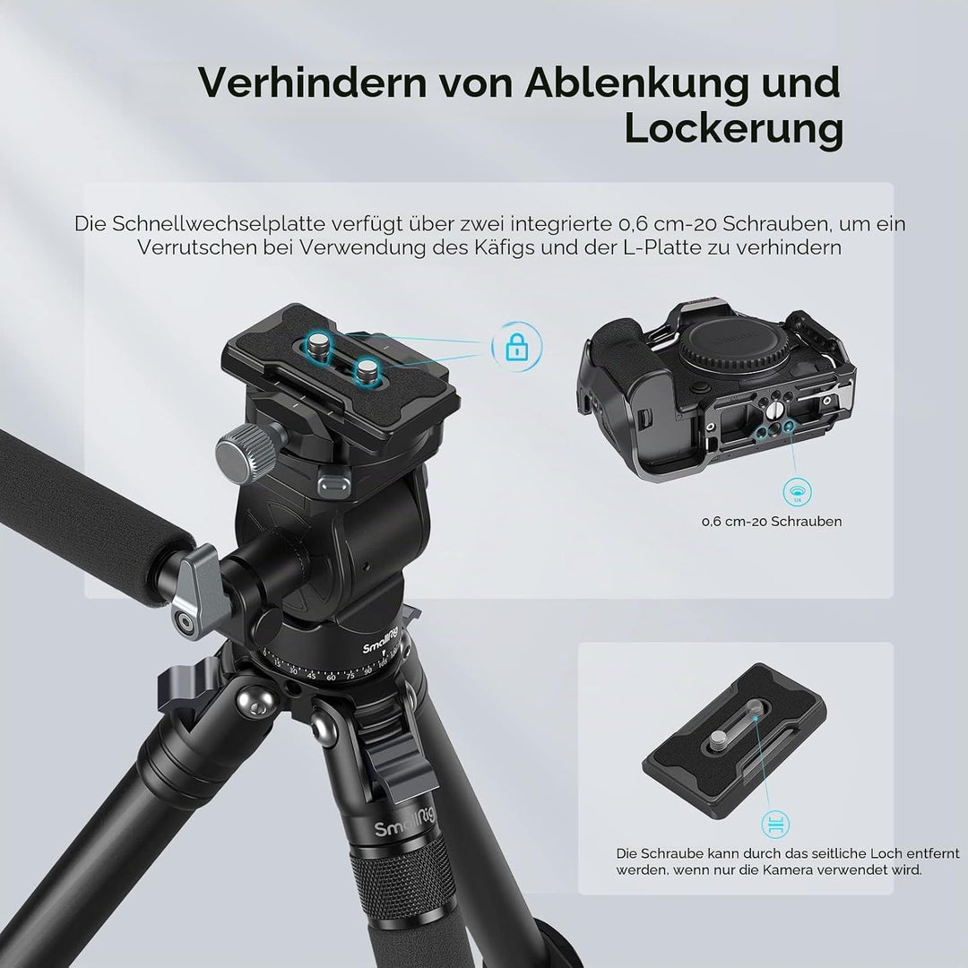 SMALLRIG Video Head Videokopf für Vertikale/Horizontale Aufnahmen, Tripod Stativ-Schwenk-Neige-Fluid