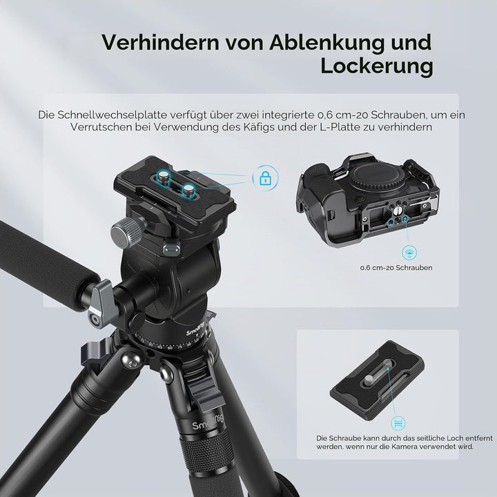 SMALLRIG Video Head Videokopf für Vertikale/Horizontale Aufnahmen, Tripod Stativ-Schwenk-Neige-Fluid
