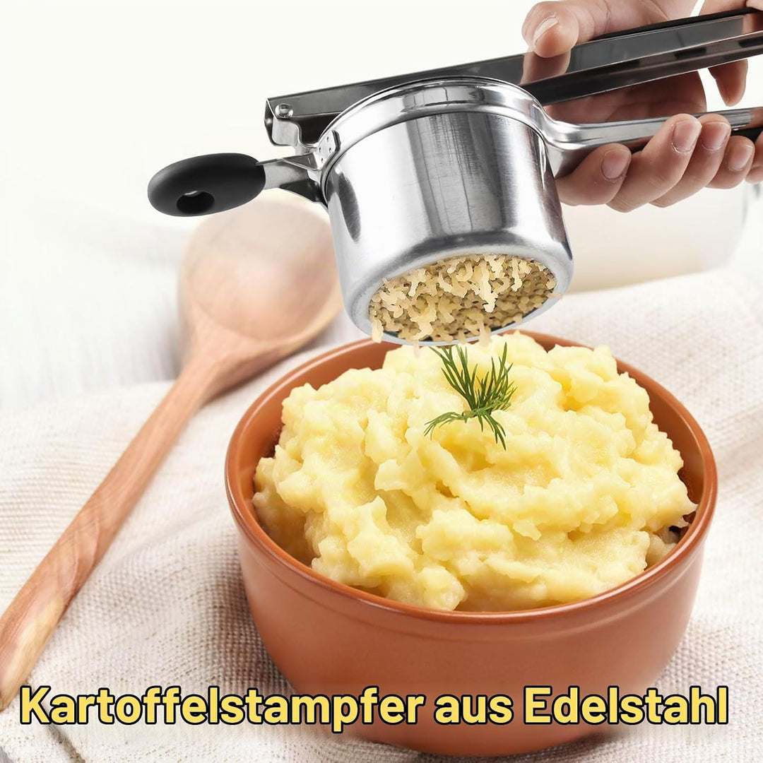 Kartoffelpresse Edelstahl Spätzlepresse mit 3 Lochscheiben Multifunktional Spaghettieispresse Kartof