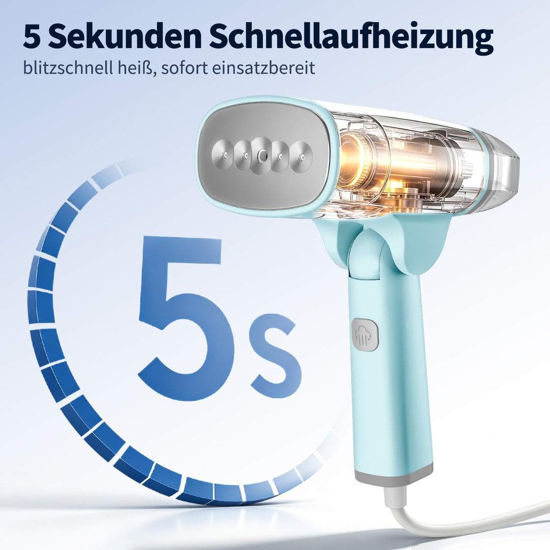 Steamer Dampfglätter, 1300W Dampfbügeleisen Reisebügeleisen Steam iron, 5s Blitzschnelles Aufheizen,