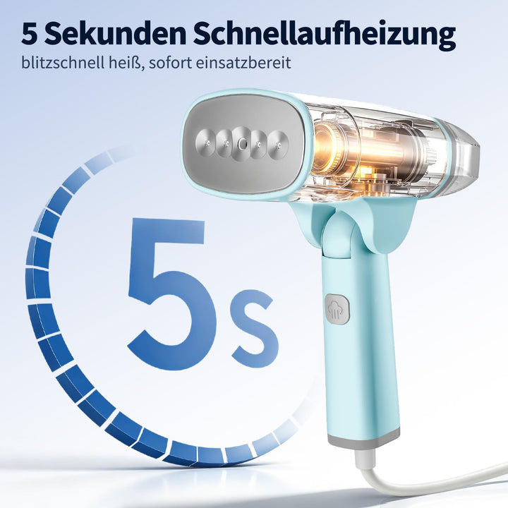 Steamer Dampfglätter, 1300W Dampfbügeleisen Reisebügeleisen Steam iron, 5s Blitzschnelles Aufheizen,