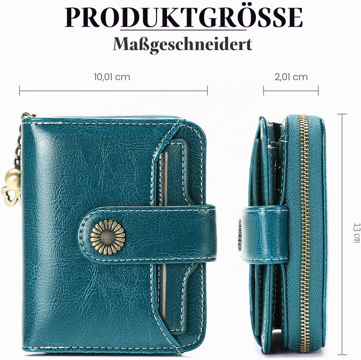 SENDEFN Geldbörse Damen Klein,Geldbeutel Frauen Echtes Leder,mit Münzfach Kleines Zipper Brieftasche