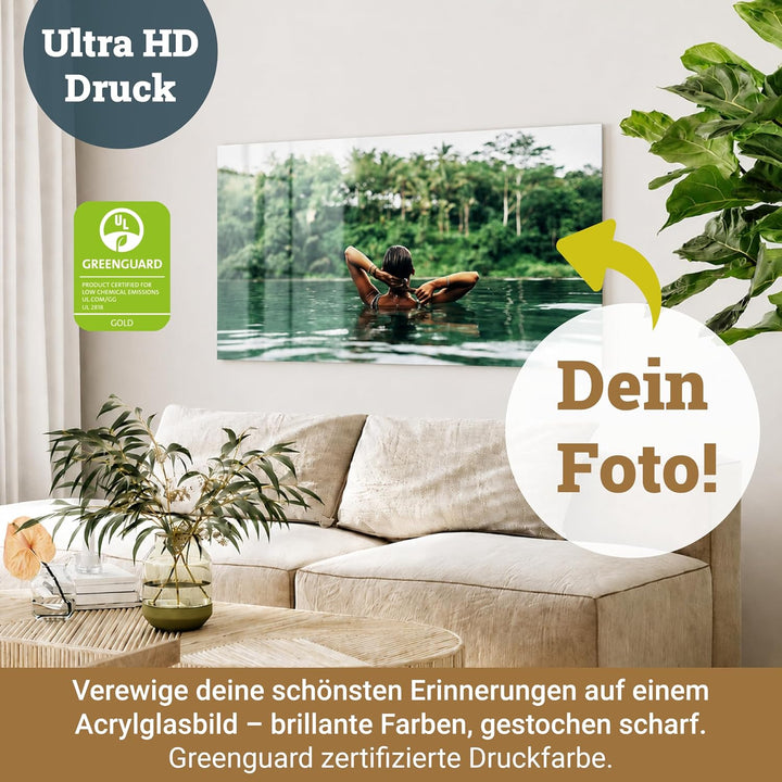 WANDURLAUB - Dein Bild auf Acryl - Komfort Edition XXL - 50x38 cm Acrylglas mit eigenem Foto bedruck
