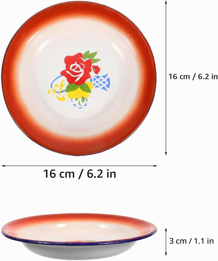Alipis Vintage Emaille Obstschale Multifunktionale Emaille Geschirr Schale 6.30X6.30X2.36In Emaillie