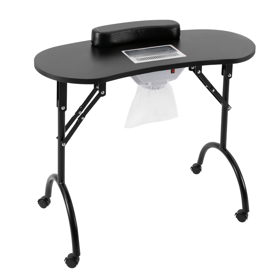 Manikürtisch mit Nagelstaubsauger, 90×40×72,5 cm, klappbar, mit Rollen und Bremsen – mobiler Nagelti