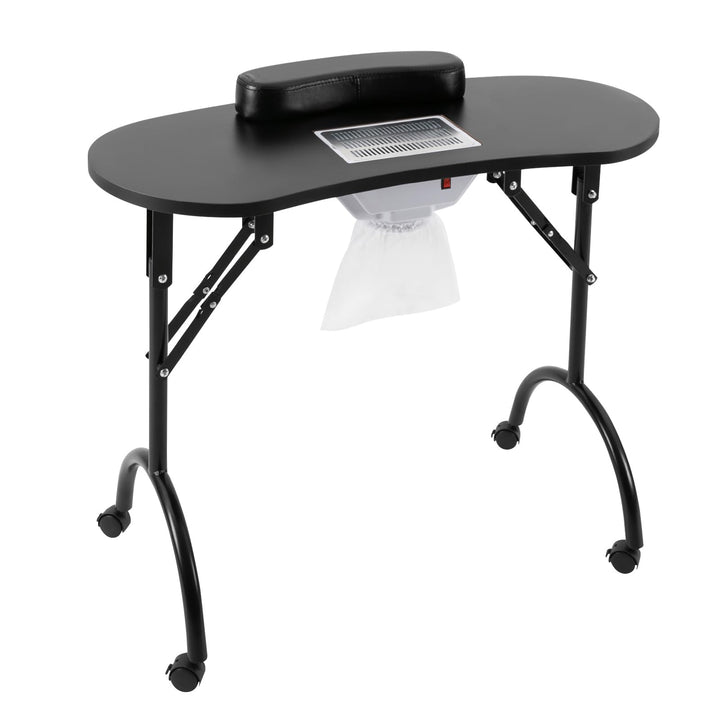 Manikürtisch mit Nagelstaubsauger, 90×40×72,5 cm, klappbar, mit Rollen und Bremsen – mobiler Nagelti