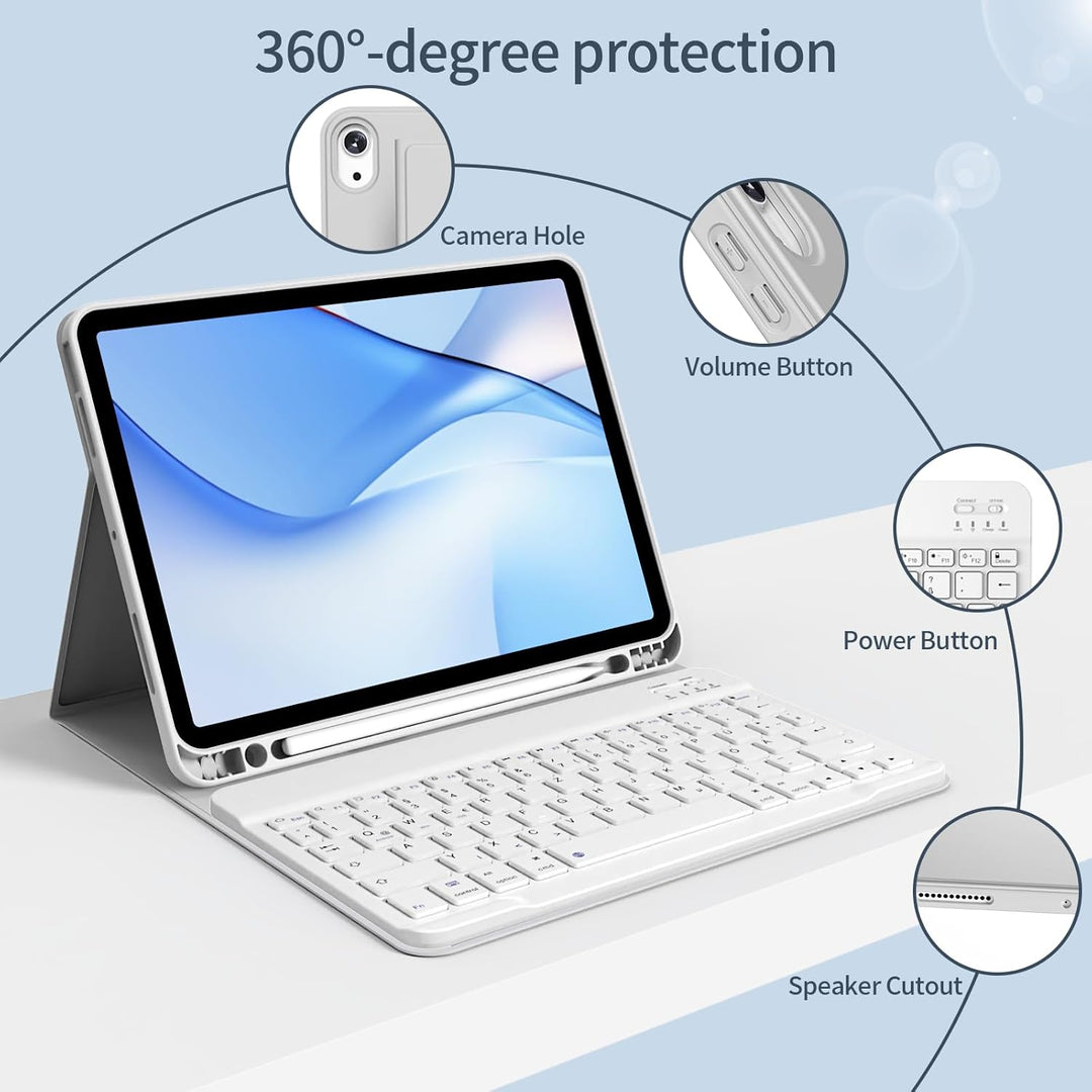 Hülle mit Tastatur für iPad (A16) 10/11 Generation, 10.9/11 Zoll, (2022/2025), Soft TPU Rückseite Ge