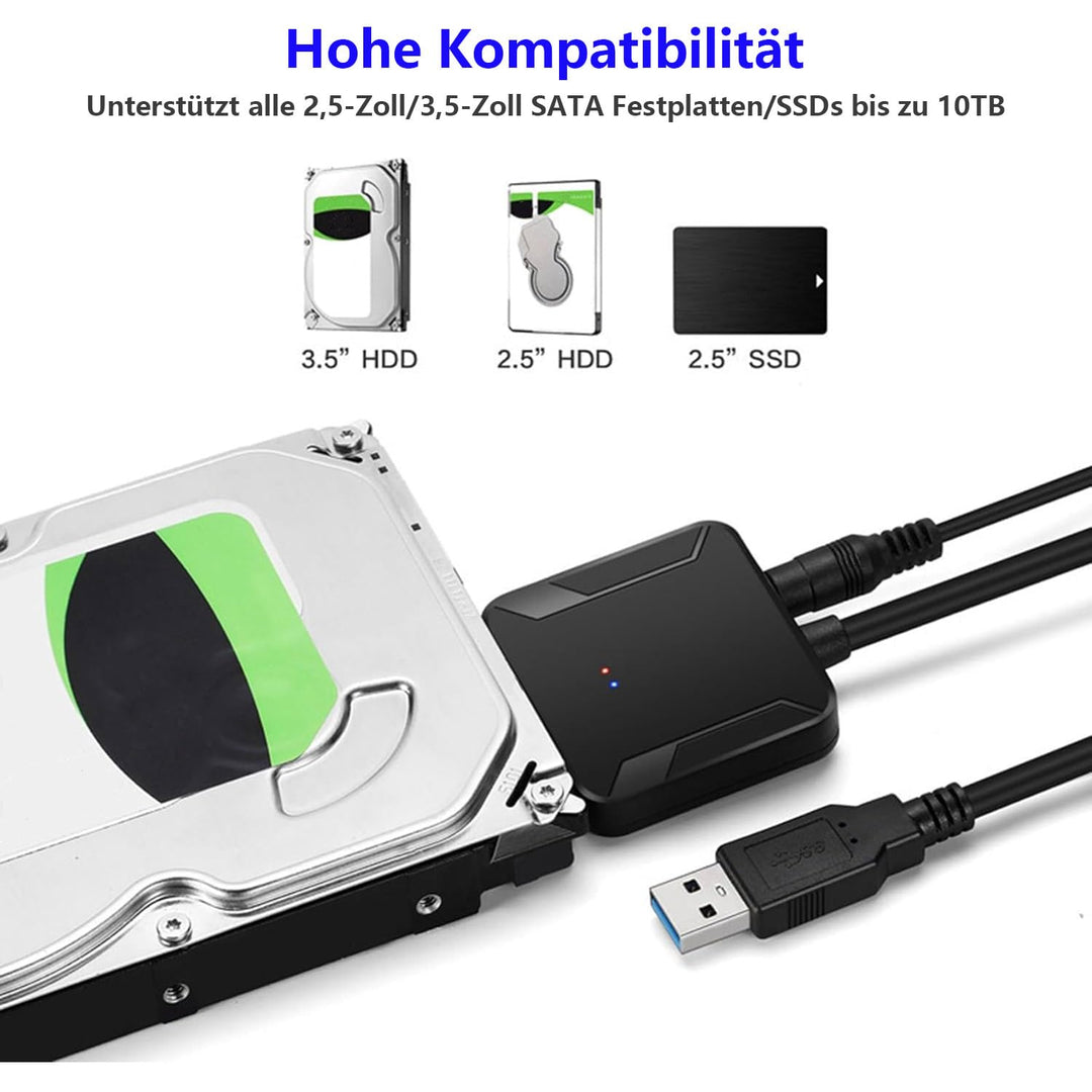 2 pcs USB 3.0 zu SATA-Adapter, Ultra High Speed 2,5 "/3,5" HDD/SSD Festplatte Konverter/Adapter Kabe