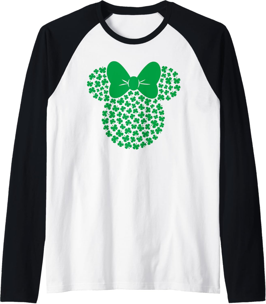Disney Minnie Mouse Icon Green Shamrocks St. Patrick's Day Raglan