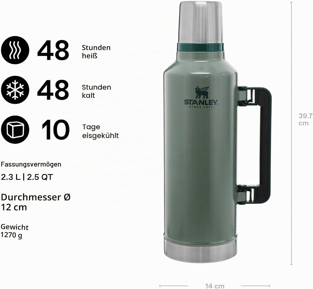 Stanley Classic Legendary Thermosflasche- Thermos Hält 15-48 Stunden Heiss oder Kalt - Edelstahl The