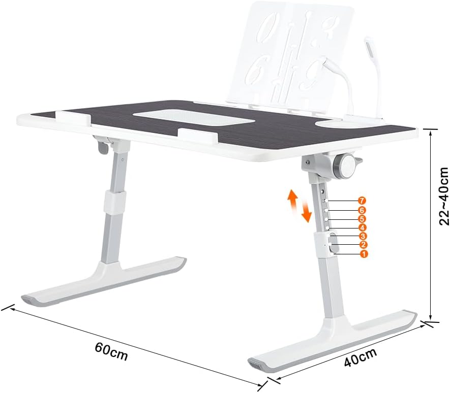 OHMG Betttisch, Laptop-Ständer, faltbar, höhenverstellbar, grosser Betttisch zum Arbeiten, Lesen und