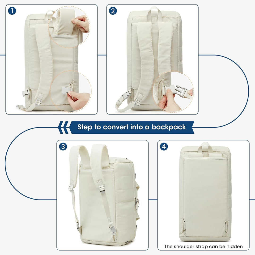 G4Free 45L Grosse Sporttasche für Damen mit Mehreren Reissverschlussfächern Beige 45L, Beige 45L