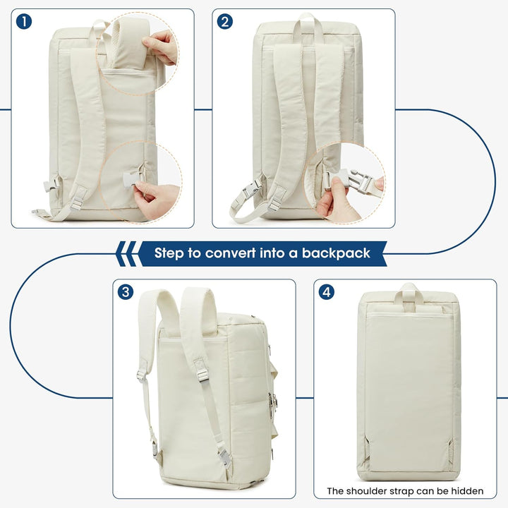 G4Free 45L Grosse Sporttasche für Damen mit Mehreren Reissverschlussfächern Beige 45L, Beige 45L