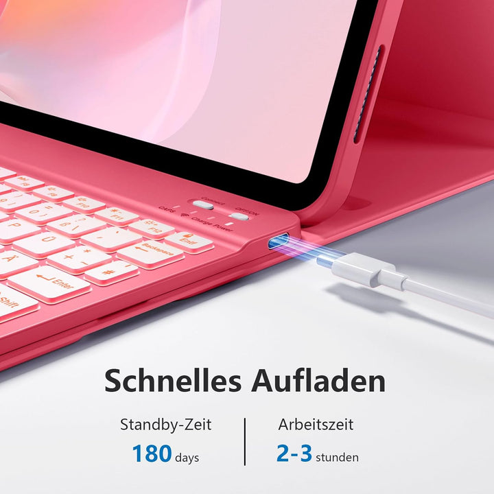Hülle mit Tastatur für iPad 11 Generation A16/10 Generation (11/10.9 Zoll, 2025/2022), 7-farbige Bel