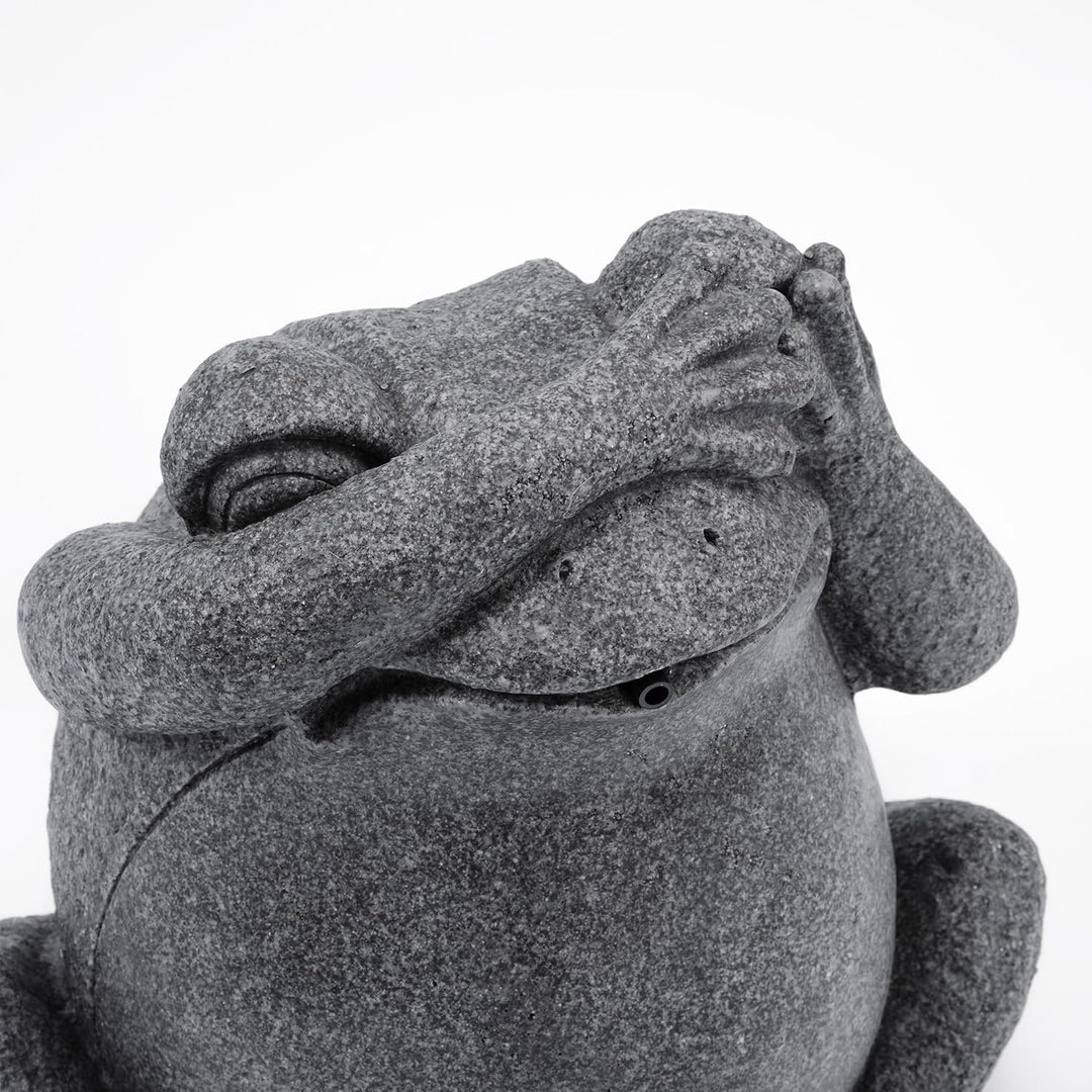 esotec Solar Set Wasserspeier Frosch sitzend, Solarpumpe, Teichfigur Gartenfigur Gartenstatue, Tauch