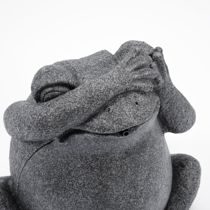 esotec Solar Set Wasserspeier Frosch sitzend, Solarpumpe, Teichfigur Gartenfigur Gartenstatue, Tauch