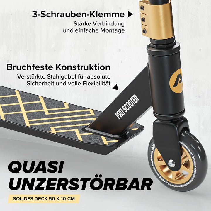 Apollo Stunt Scooter - Genius Pro | Robuster Kinder Scooter mit ABEC 9 Kugellager | Trick Roller, Tr
