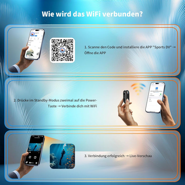 Action Cam 1080P WiFi, Bodycam Körperkamera Mini, 360° Action Kamera, Sportkamera Wasserdicht bis 30