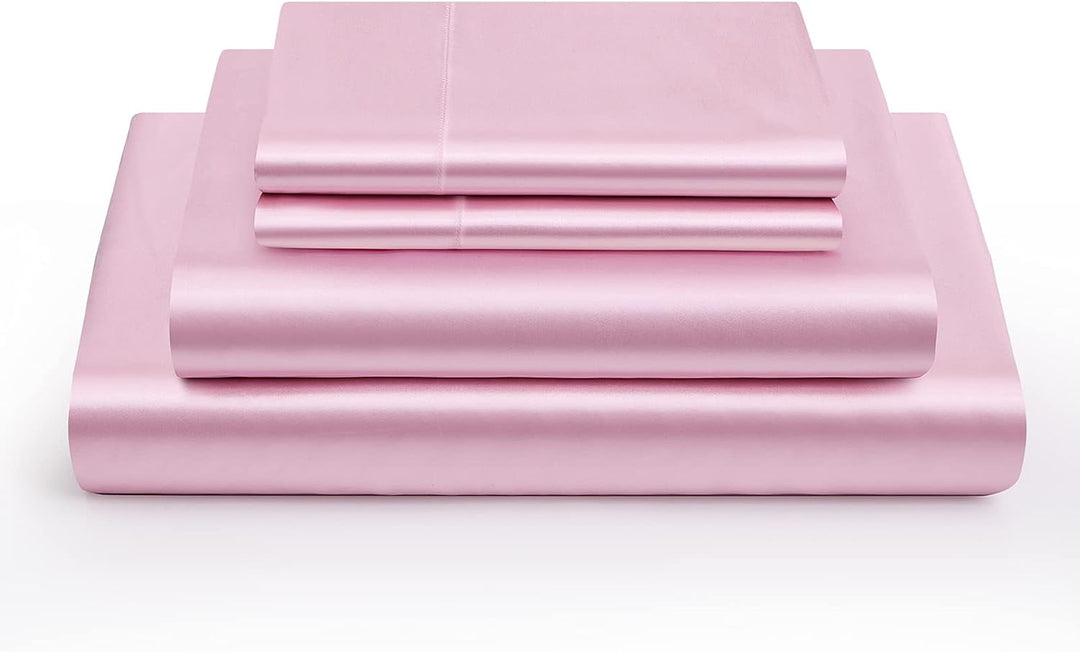 Vonty Satin-Bettlaken in voller Grösse, seidig weiches Satin-Bettlaken-Set, 1 Spannbetttuch mit tief