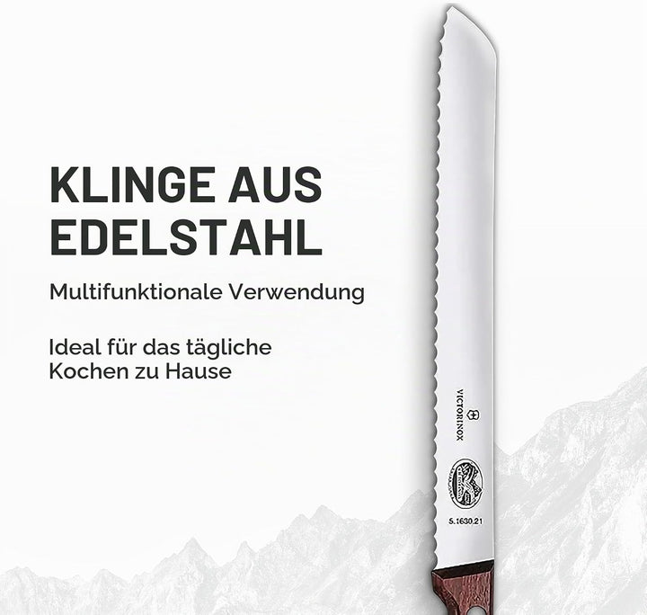 Victorinox Wood Küchengarnitur, Messer Set 2-teilig, Brotmesser, Tranchiermesser, Extra Scharf, Edle