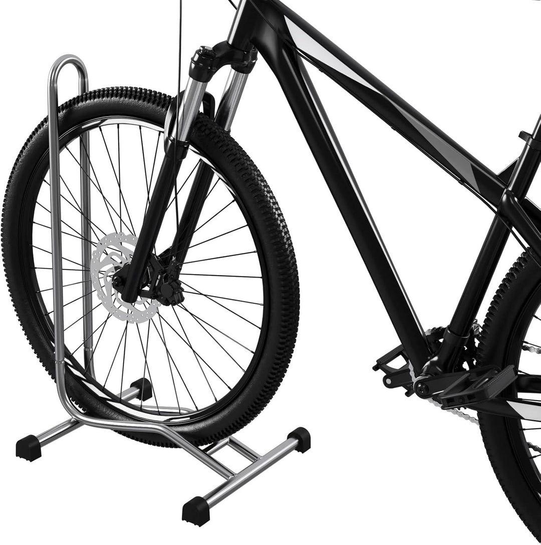 4 x WELLGRO® Fahrradständer - Stahl, sicherer Stand - Farbe silber