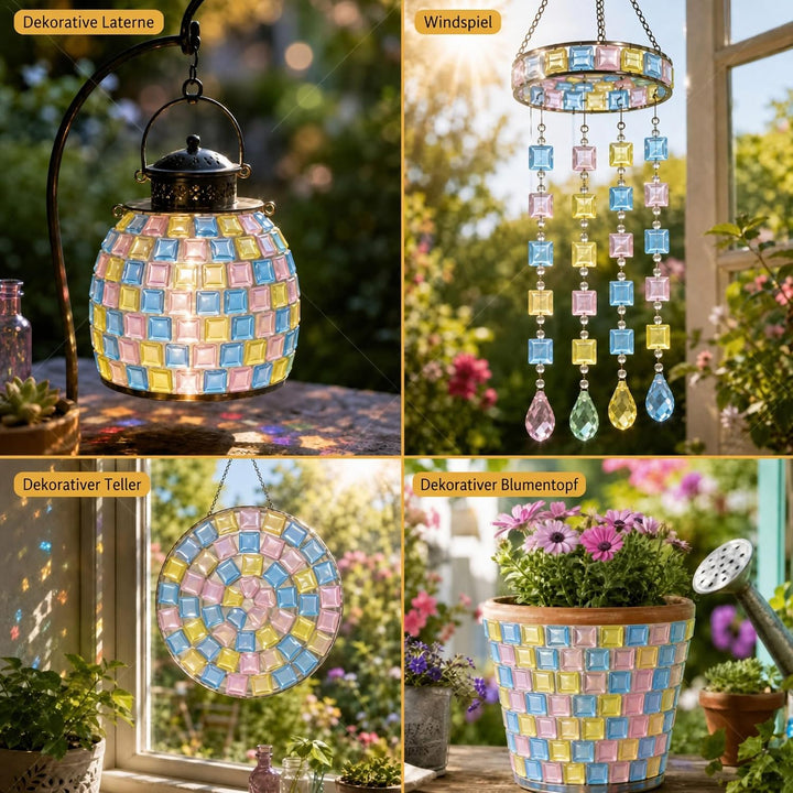 1 kg mosaiksteine zum Basteln, ca. 1200 Bunte Mosaiksteine 1x1 cm mit Pinzette, Schalen, Handschuhen