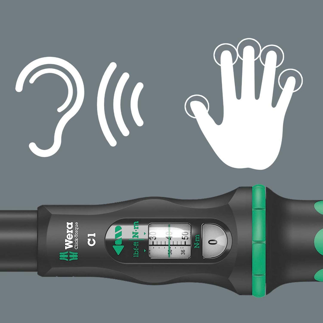 Wera 05075620001 Click-Torque C 1 Drehmomentschlüssel mit Umschaltknarre Schwarz, Grün, 1/2", 10-50