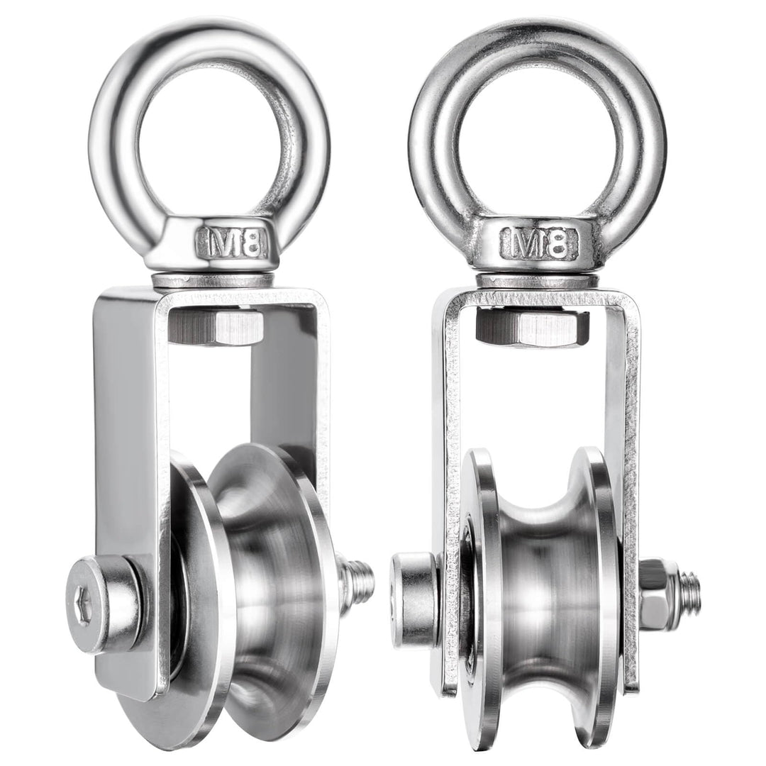 Umlenkrolle mit 2 Kugellager, Edelstahl Fitness flaschenzug, 40mm Umlenkrollen für 8mm Seile Stahlse