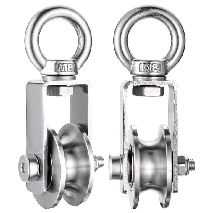 Umlenkrolle mit 2 Kugellager, Edelstahl Fitness flaschenzug, 40mm Umlenkrollen für 8mm Seile Stahlse