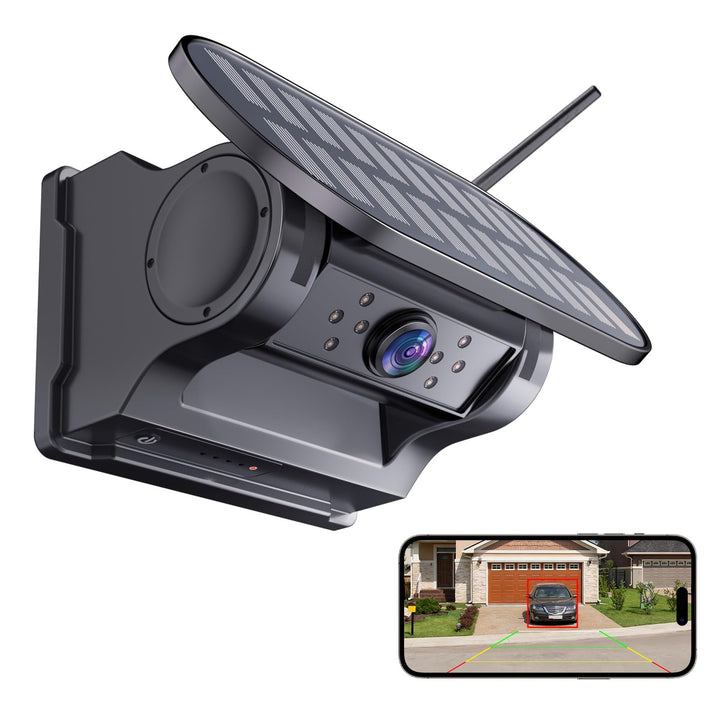 WiFi Solar Kabellose Rückfahrkamera, Magnet Funk Rückfahrkamera mit 9600mAh, 1080P IR-Nachtsicht DVR