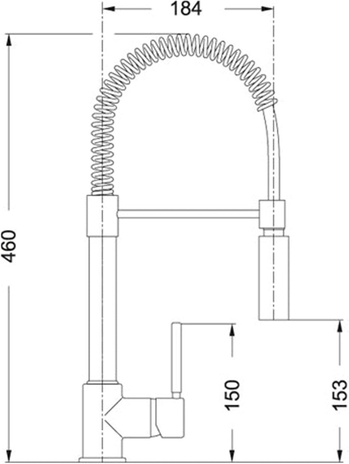 Franke Coxy 115.0159.732 Hochdruck Einhebelmischer mit Zugauslauf, Chrom, Chrom