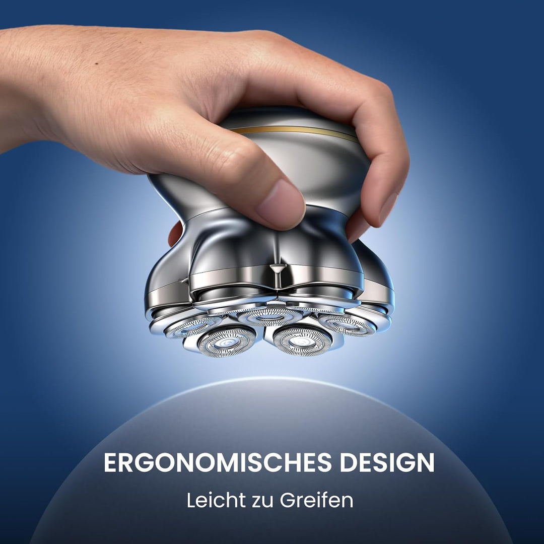 MAXGROOM 7D PRO Glatzen Rasierer Herren,IPX6 Wasserdicht Kopfrasierer Glatze mit Magnetische Schwebe