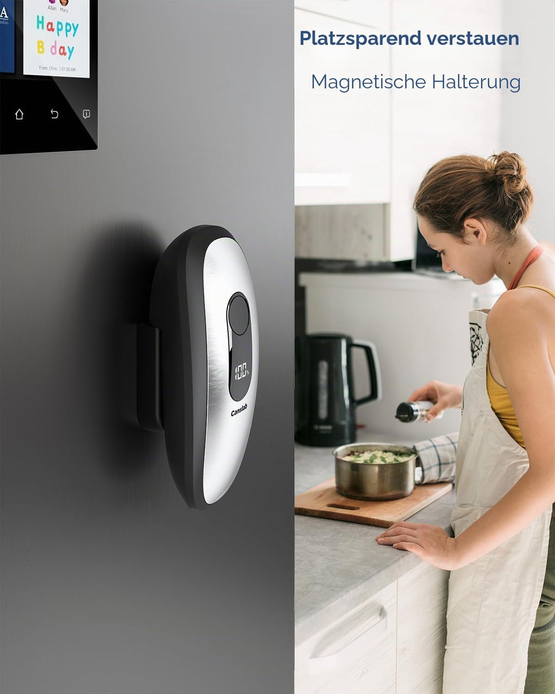 Canslab IRON Elektrischer Dosenöffner für Senioren-Wandmontierbar &amp; platzsparend，Auto-Stopp &amp; LED-An