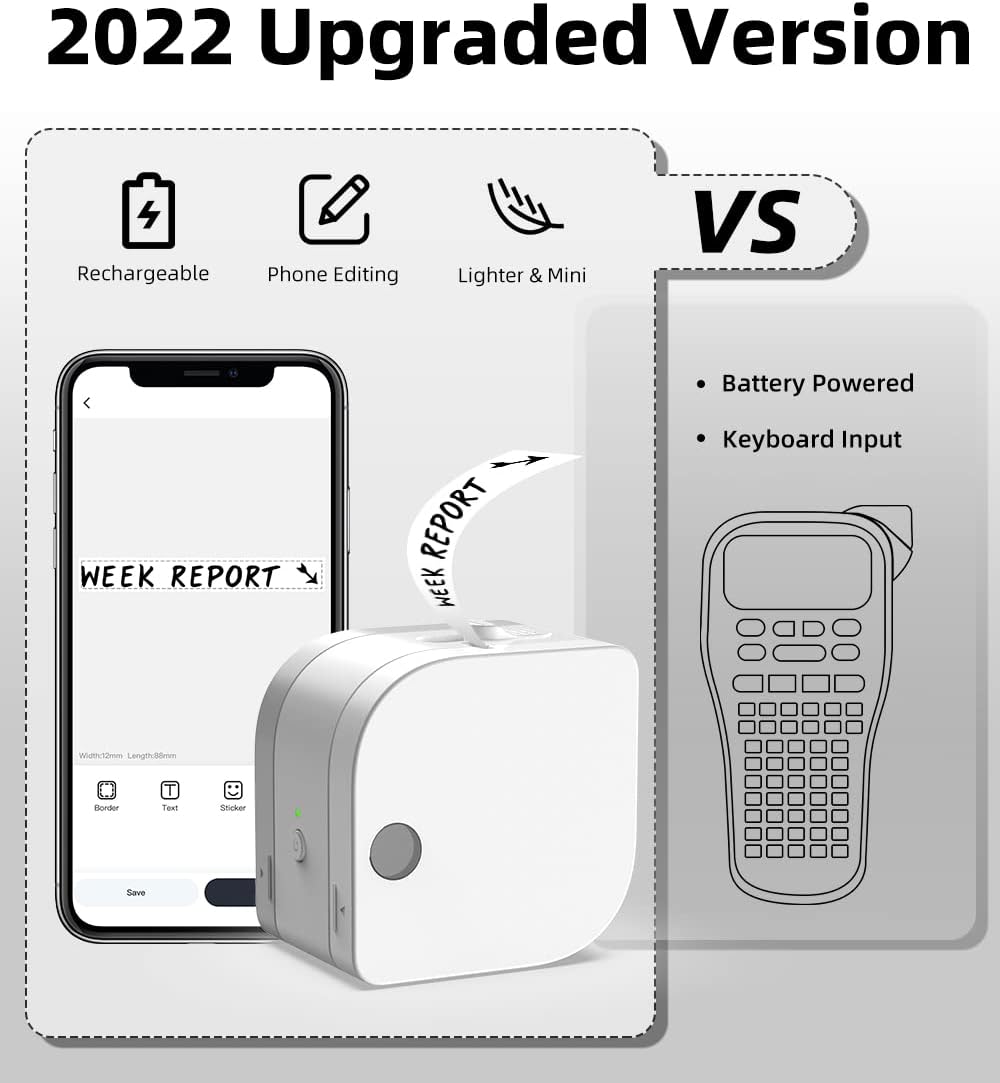 Phomemo P12 Pro Beschriftungsgerät Handgerät | Mini Bluetooth Etikettiergerät mit Etikettenband | US