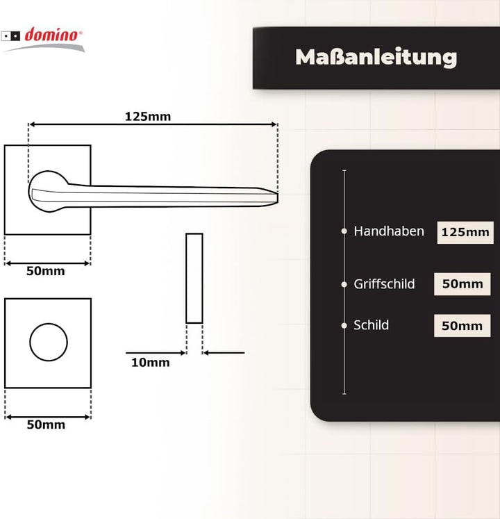 domino Türgriff VITTORIA-QR M9 WC-Bad Drückergarnitur für Zimmertüren Türdrücker-Set Rosetten-Garnit
