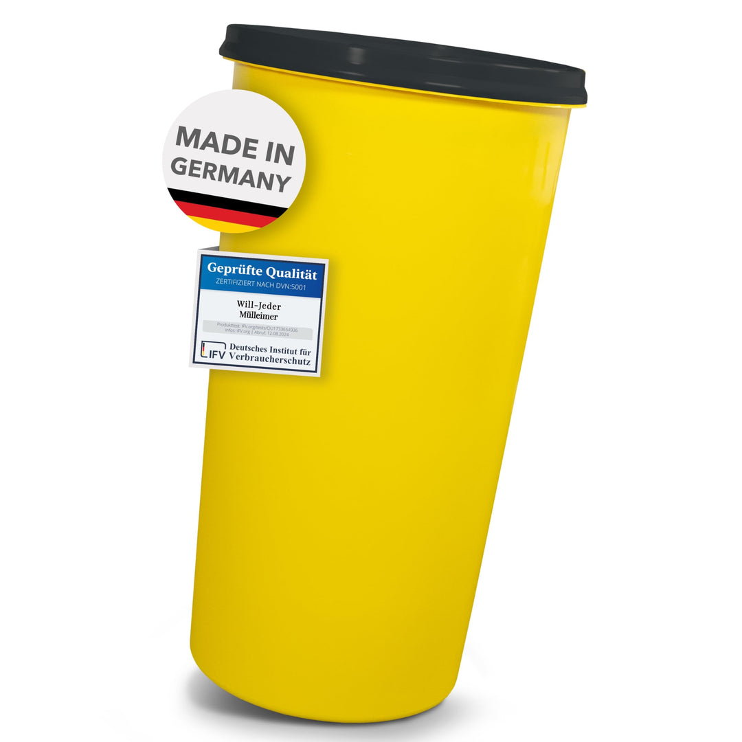 Will-Jeder Mülleimer 60l mit geruchsdichtem Deckel (Anthrazit), Gelber Sack Ständer, Made in Germany
