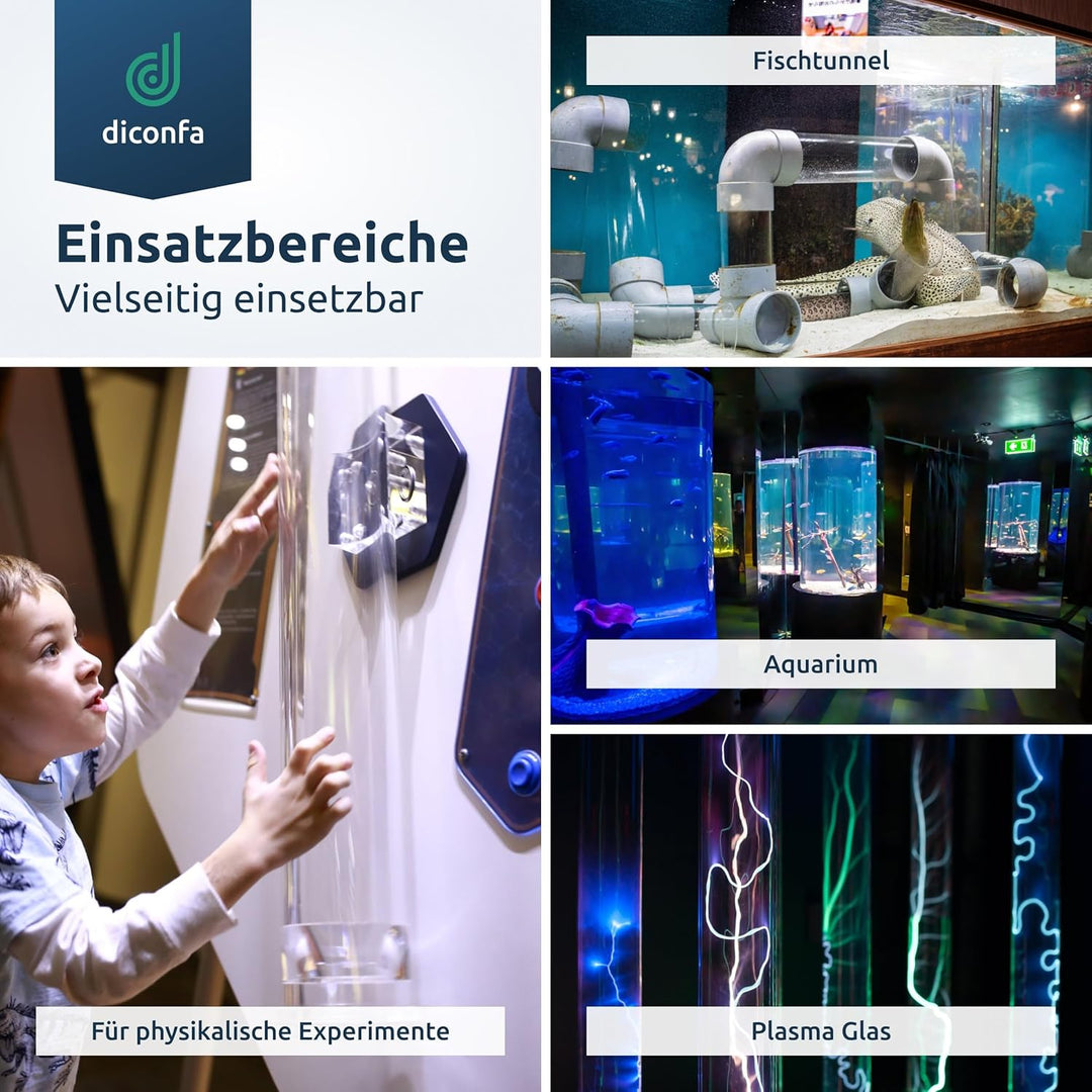 diconfa Acrylglas Kunststoff-Rohr glasklar - Ø 5 bis 500mm - LÄNGE 100mm bis 1500mm - AUSWAHL: Durch