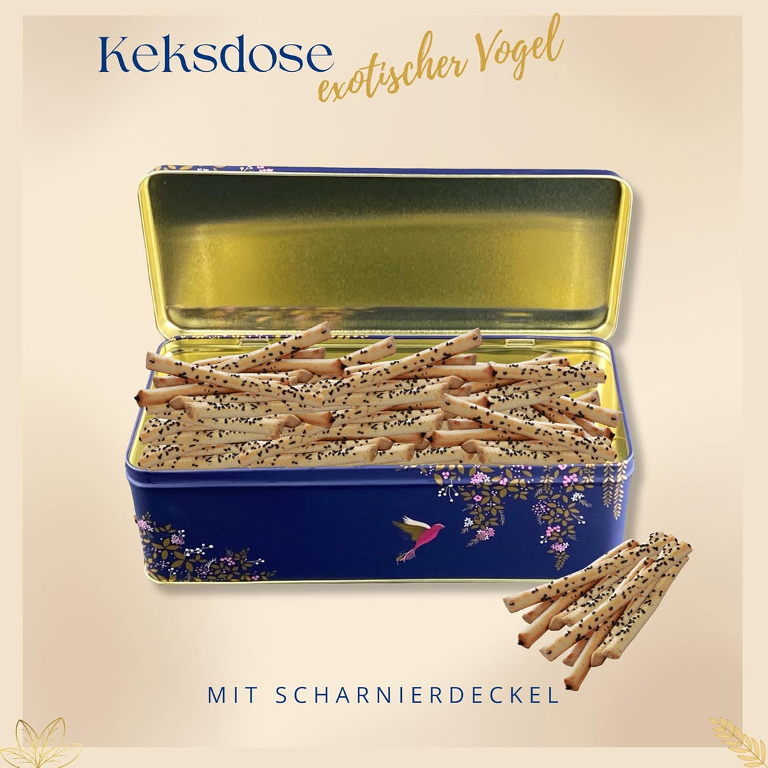 Geschenkdose Design Sara Miller - Liebevoll gestaltete rechteckige Vorratsdose - Motiv Paradiesvogel