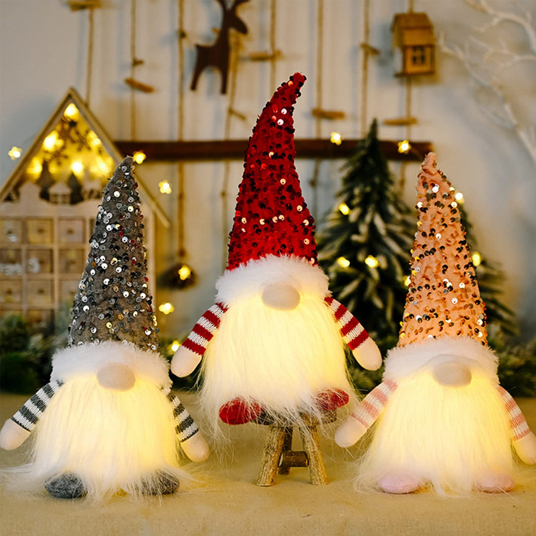 3 StüCk Weihnachtswichtel Beleuchtet,Weihnachten Deko Wichtel GNOME Puppe,Santa Claus Figur Gesichts