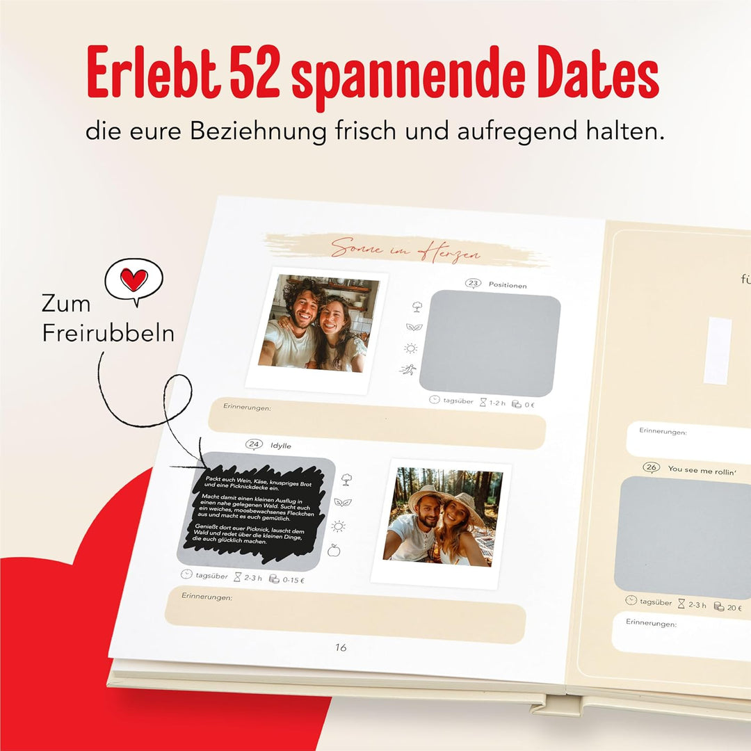 Unser Date Buch | 52 Date Ideen für Paare zum Freirubbeln | Bucket List für Pärchen | Jahrestag Gesc