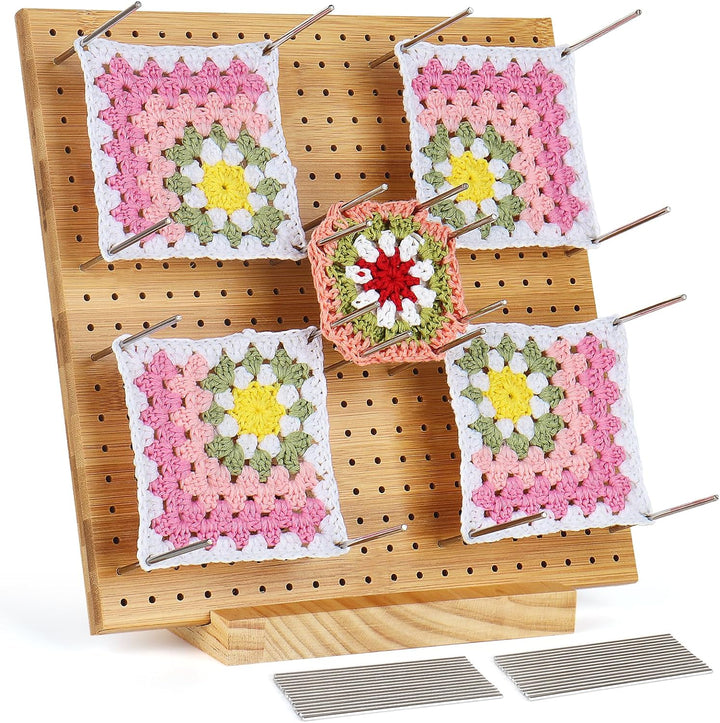 Coopay Granny Squares Blocking Board Gross, 28 x 28 cm Sperrbrett für Granny Square, Wooden Blocking