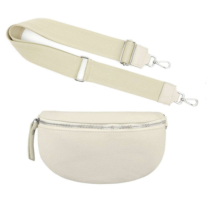 Made in Italy OBC Damen Set Gürteltasche + Schultergurt Leder Crossbody Hüfttasche Bauchtasche Umhän